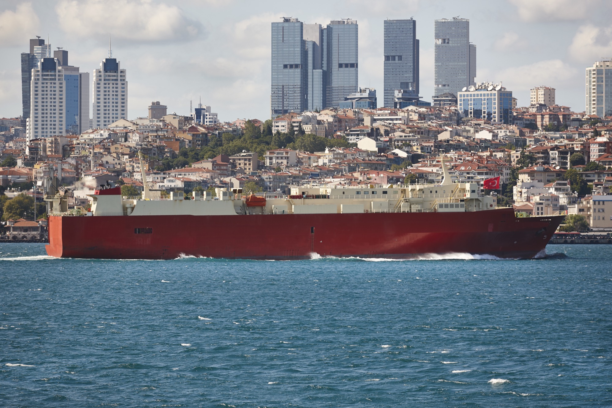 Cargo vessel on the Bosphorus in Istanbul